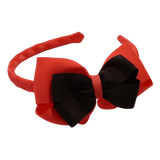 School Woven Double Cherish Bow Headband School Uniform Headband Hair Accessories Pinkberry Kisses Neon Orange Brown