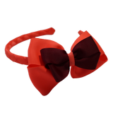 School Woven Double Cherish Bow Headband School Uniform Headband Hair Accessories Pinkberry Kisses Neon Orange Burgundy