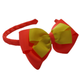 School Woven Double Cherish Bow Headband School Uniform Headband Hair Accessories Pinkberry Kisses Neon Orange Daffodil Yellow