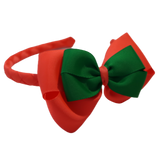 School Woven Double Cherish Bow Headband School Uniform Headband Hair Accessories Pinkberry Kisses Neon Orange Emerald Green