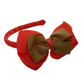 School Woven Double Cherish Bow Headband School Uniform Headband Hair Accessories Pinkberry Kisses Neon Orange Gold