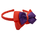 School Woven Double Cherish Bow Headband School Uniform Headband Hair Accessories Pinkberry Kisses Neon Orange Grape