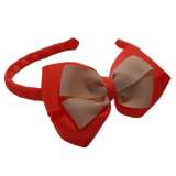 School Woven Double Cherish Bow Headband School Uniform Headband Hair Accessories Pinkberry Kisses Neon Orange Peach
