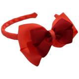 School Woven Double Cherish Bow Headband School Uniform Headband Hair Accessories Pinkberry Kisses Neon Orange Red