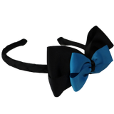 School Woven Double Cherish Bow Headband School Uniform Headband Hair Accessories Pinkberry Kisses Black Methyl Blue