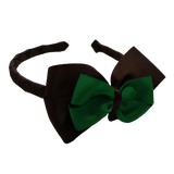 School Woven Double Cherish Bow Headband School Uniform Headband Hair Accessories Pinkberry Kisses Brown Emerald Green