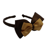 School Woven Double Cherish Bow Headband School Uniform Headband Hair Accessories Pinkberry Kisses Brown Gold