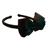 School Woven Double Cherish Bow Headband School Uniform Headband Hair Accessories Pinkberry Kisses Brown Dark Green Hunter Green
