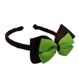 School Woven Double Cherish Bow Headband School Uniform Headband Hair Accessories Pinkberry Kisses Brown Key Lime