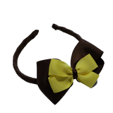 School Woven Double Cherish Bow Headband School Uniform Headband Hair Accessories Pinkberry Kisses Brown Lemon
