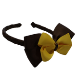 School Woven Double Cherish Bow Headband School Uniform Headband Hair Accessories Pinkberry Kisses Brown Mazie Yellow 