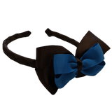 School Woven Double Cherish Bow Headband School Uniform Headband Hair Accessories Pinkberry Kisses Brown Methyl Blue