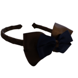 School Woven Double Cherish Bow Headband School Uniform Headband Hair Accessories Pinkberry Kisses Brown Navy Blue