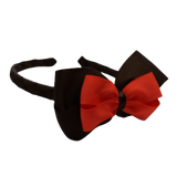 School Woven Double Cherish Bow Headband School Uniform Headband Hair Accessories Pinkberry Kisses Brown Neon orange