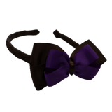 School Woven Double Cherish Bow Headband School Uniform Headband Hair Accessories Pinkberry Kisses Brown Purple
