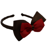 School Woven Double Cherish Bow Headband School Uniform Headband Hair Accessories Pinkberry Kisses Brown Red