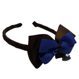 School Woven Double Cherish Bow Headband School Uniform Headband Hair Accessories Pinkberry Kisses Brown Royal Blue