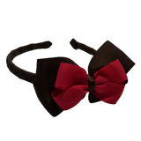 School Hair Accessories Woven Double Cherish Bow Headband School Uniform Headband Hair Accessories Pinkberry Kisses Brown Shocking Pink