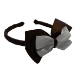 School Hair Accessories Woven Double Cherish Bow Headband School Uniform Headband Hair Accessories Pinkberry Kisses Brown White