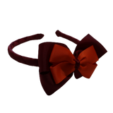 School Woven Double Cherish Bow Headband School Uniform Headband Hair Accessories Pinkberry Kisses Burgundy Autumn Orange