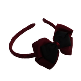 School Woven Double Cherish Bow Headband School Uniform Headband Hair Accessories Pinkberry Kisses Burgundy Black