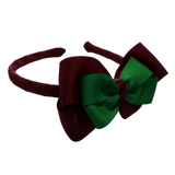 School Woven Double Cherish Bow Headband School Uniform Headband Hair Accessories Pinkberry Kisses Burgundy Emerald Green
