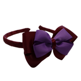 School Woven Double Cherish Bow Headband School Uniform Headband Hair Accessories Pinkberry Kisses Burgundy Grape 