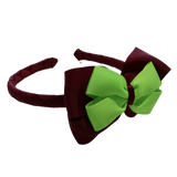 School Woven Double Cherish Bow Headband School Uniform Headband Hair Accessories Pinkberry Kisses Burgundy Key Lime