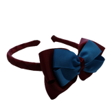 School Woven Double Cherish Bow Headband School Uniform Headband Hair Accessories Pinkberry Kisses Burgundy Methyl Blue