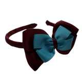 School Woven Double Cherish Bow Headband School Uniform Headband Hair Accessories Pinkberry Kisses Burgundy Misty Turquoise