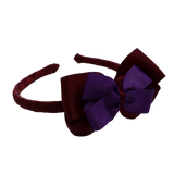 School Woven Double Cherish Bow Headband School Uniform Headband Hair Accessories Pinkberry Kisses Burgundy Purple