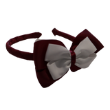 School Woven Double Cherish Bow Headband School Uniform Headband Hair Accessories Pinkberry Kisses Burgundy White