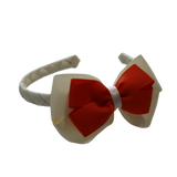 School Woven Double Cherish Bow Headband School Uniform Headband Hair Accessories Pinkberry Kisses Cream Autumn Orange