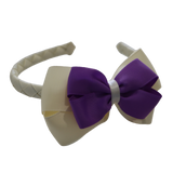 School Woven Double Cherish Bow Headband School Uniform Headband Hair Accessories Pinkberry Kisses Cream Grape 