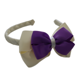 School Woven Double Cherish Bow Headband School Uniform Headband Hair Accessories Pinkberry Kisses Cream Grape