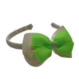 School Woven Double Cherish Bow Headband School Uniform Headband Hair Accessories Pinkberry Kisses Cream Key Lime 