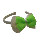 School Woven Double Cherish Bow Headband School Uniform Headband Hair Accessories Pinkberry Kisses Cream Key Lime