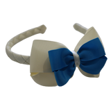 School Woven Double Cherish Bow Headband School Uniform Headband Hair Accessories Pinkberry Kisses Cream Methyl Blue