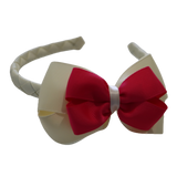 School Woven Double Cherish Bow Headband School Uniform Headband Hair Accessories Pinkberry Kisses Cream Shocking Pink