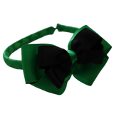 School Woven Double Cherish Bow Headband School Uniform Headband Hair Accessories Pinkberry Kisses Emerald Green Black