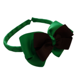 School Woven Double Cherish Bow Headband School Uniform Headband Hair Accessories Pinkberry Kisses Emerald Green Brown 