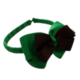 School Woven Double Cherish Bow Headband School Uniform Headband Hair Accessories Pinkberry Kisses Emerald Green Brown