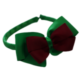 School Woven Double Cherish Bow Headband School Uniform Headband Hair Accessories Pinkberry Kisses Emerald Green Burgundy 