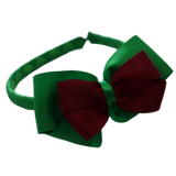 School Woven Double Cherish Bow Headband School Uniform Headband Hair Accessories Pinkberry Kisses Emerald Green Burgundy