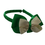 School Woven Double Cherish Bow Headband School Uniform Headband Hair Accessories Pinkberry Kisses Emerald Green Cream 