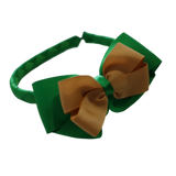 School Woven Double Cherish Bow Headband School Uniform Headband Hair Accessories Pinkberry Kisses Emerald Green Gold