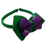 School Woven Double Cherish Bow Headband School Uniform Headband Hair Accessories Pinkberry Kisses Emerald Green Grape