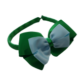 School Woven Double Cherish Bow Headband School Uniform Headband Hair Accessories Pinkberry Kisses Emerald Green Light Blue