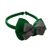 School Woven Double Cherish Bow Headband School Uniform Headband Hair Accessories Pinkberry Kisses Emerald Green Light grey