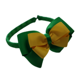School Woven Double Cherish Bow Headband School Uniform Headband Hair Accessories Pinkberry Kisses Emerald Green Maize Yellow 